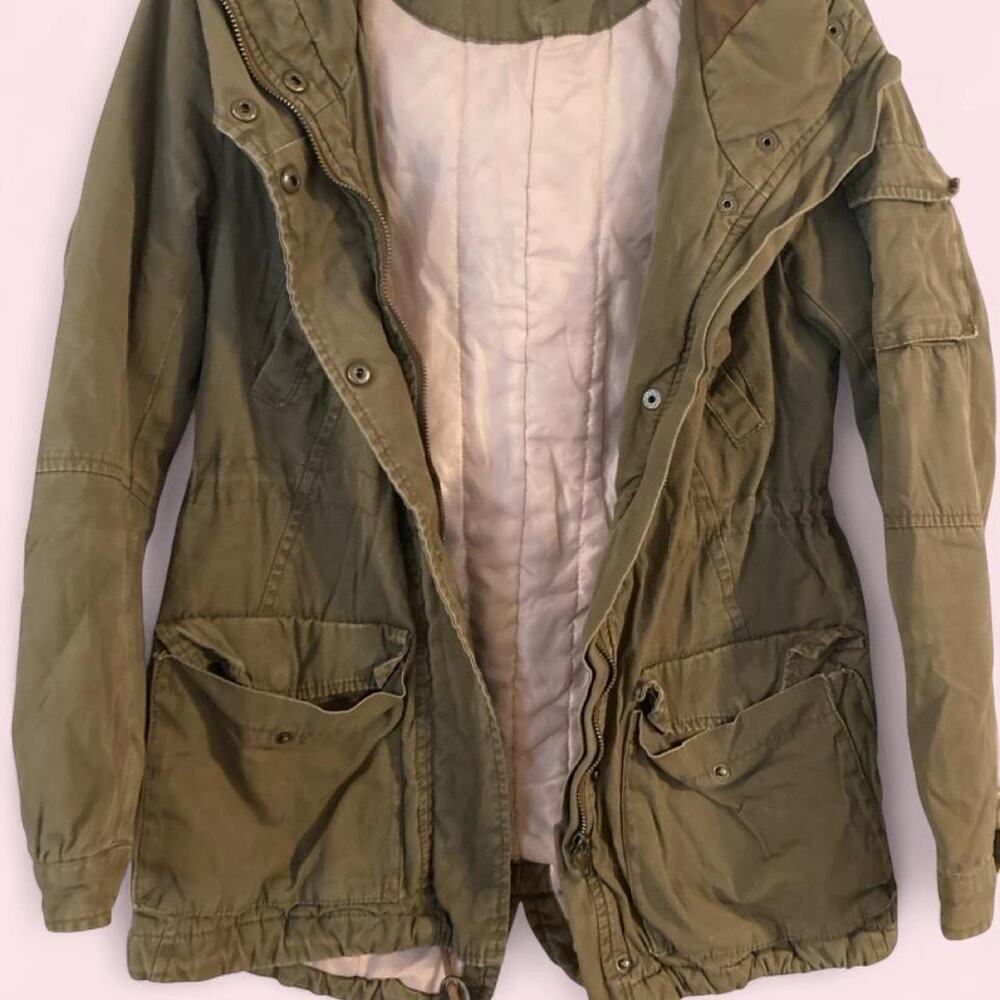 Hm khaki green hooded jacket